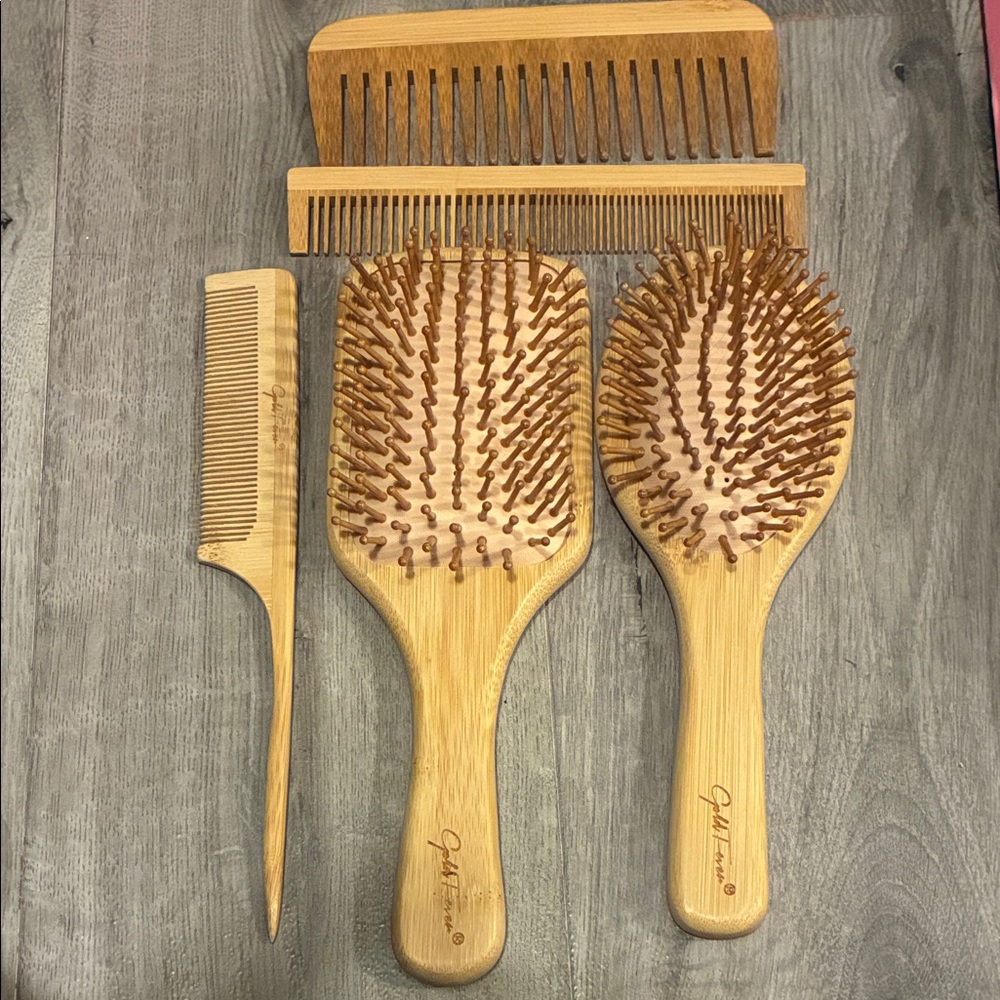 Bamboo Hair Brush and Comb Set